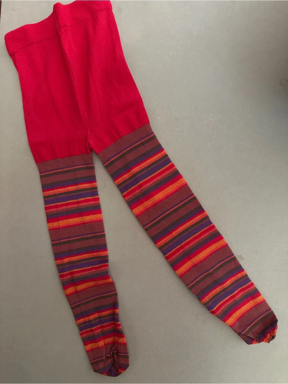 NEW Vintage Striped Red Multicolor Tights Kids 70s style Colorful READ DESCRIP
